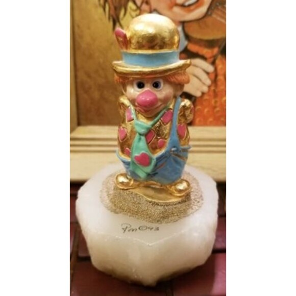 2 Vintage Clown Figurines 1993 Signed Ron Lee Clown Pudge Pink Hearts & Other - Picture 3 of 7